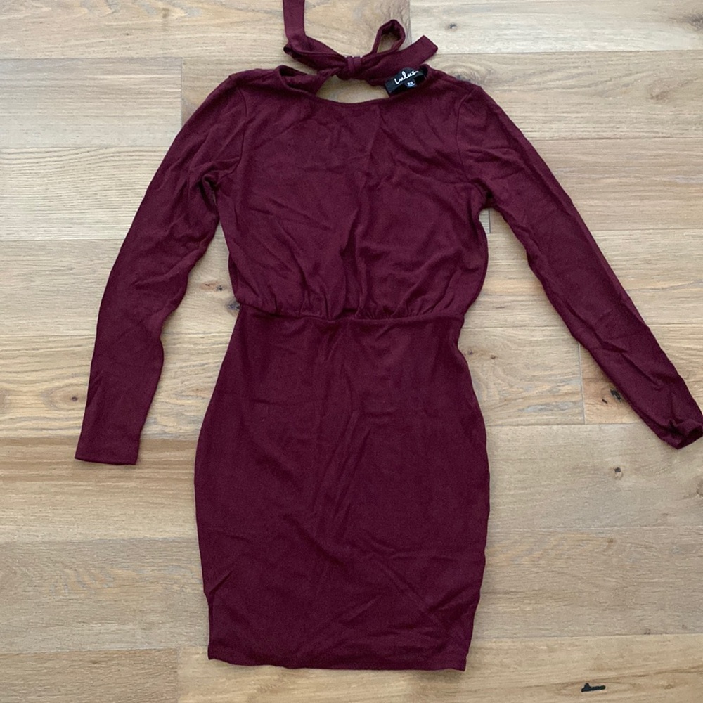 Lulus burgundy mini bodycon dress